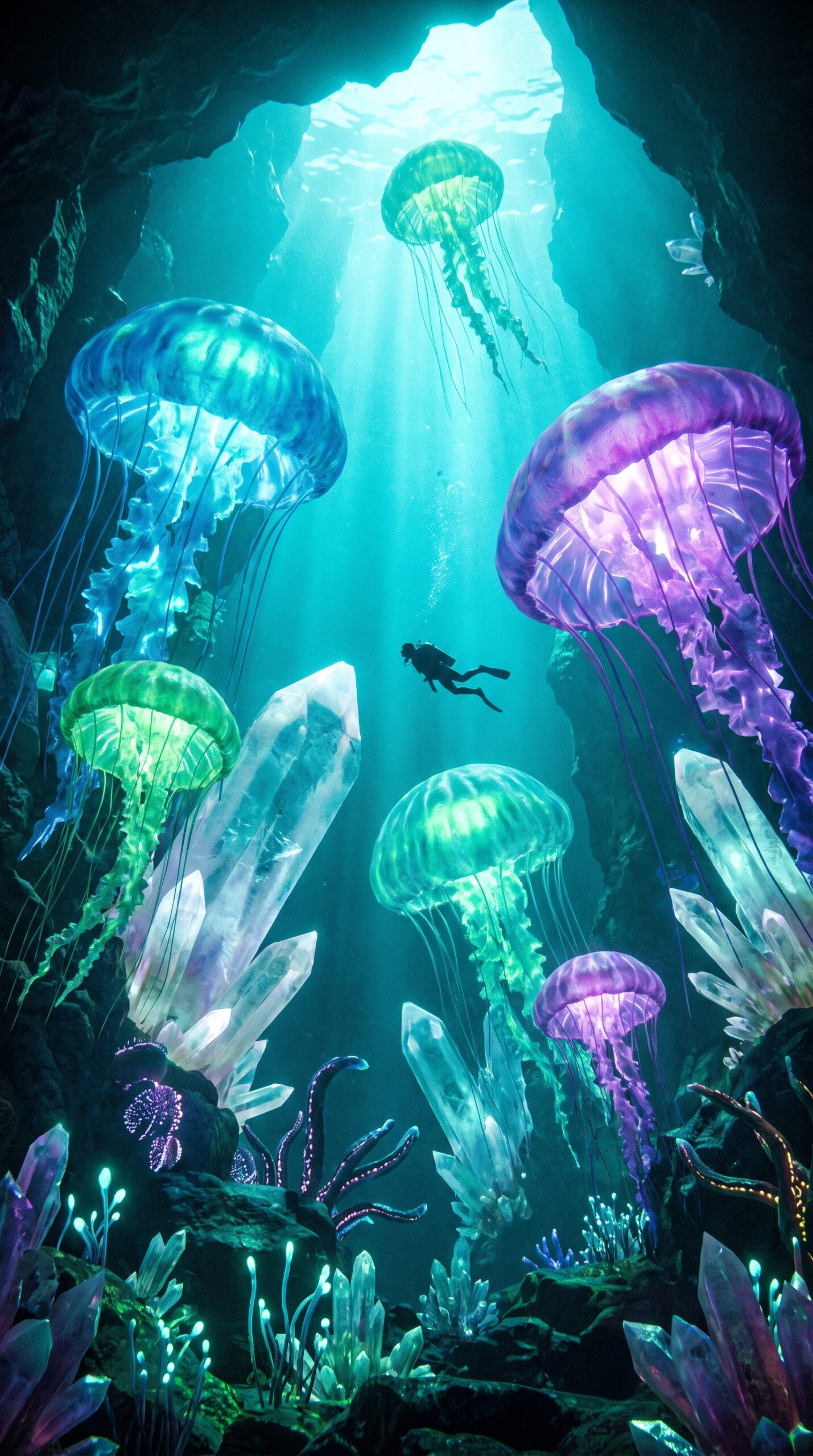 Mystic Jellyfish Cave Wallpaper